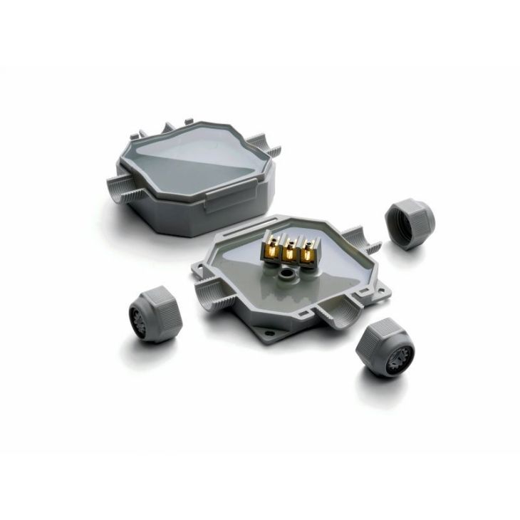 Installatiemateriaal - Raytech - Ready Box 90 grijze aftak-/verbindingsdoos 3 ingangen, IP69K/IP68/IMQ - READYBOX90