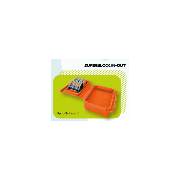 Matériel d'installation - Raytech - Superblock in-out Gelbox IPX8 + Borne entrée-sortie à leviers jusqu'à 3 x 0,4mm² - SUPERBLOCKINOUT
