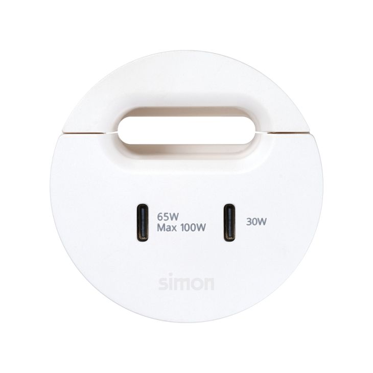 Électrification des bureaux et gestion des câbles - Simon - Flash 60 Passe câble avec 1x USB-C Charger 65W + 1x USB-C Charger 30W Blanc - 43150001-030