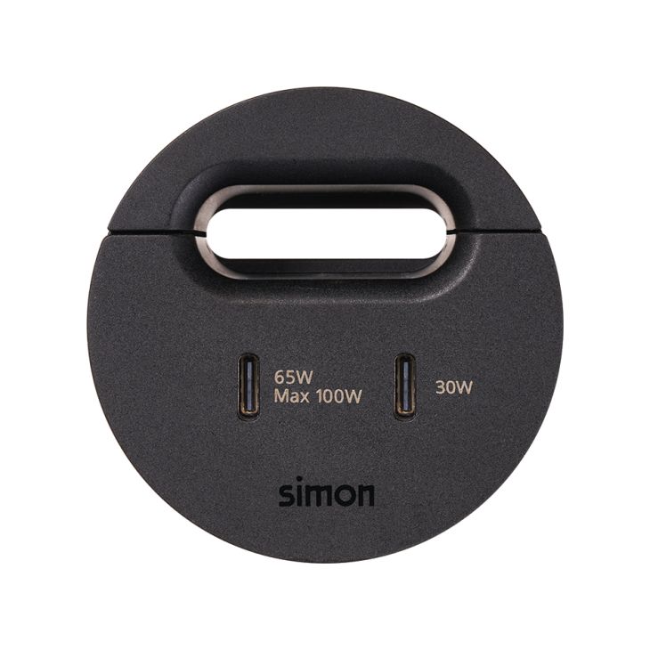 Électrification des bureaux et gestion des câbles - Simon - Flash 60 Passe câble avec 1x USB-C Charger 65W + 1x USB-C Charger 30W Noir - 43150001-038