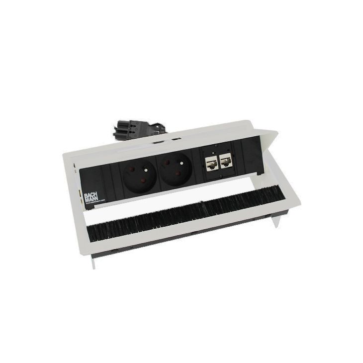Kantoor elektrificatie en kabelmanagement - Bachmann - CONI 3 mod. (2x UTE + 2x CAT6 A) wit RAL9010 - VDECONI7