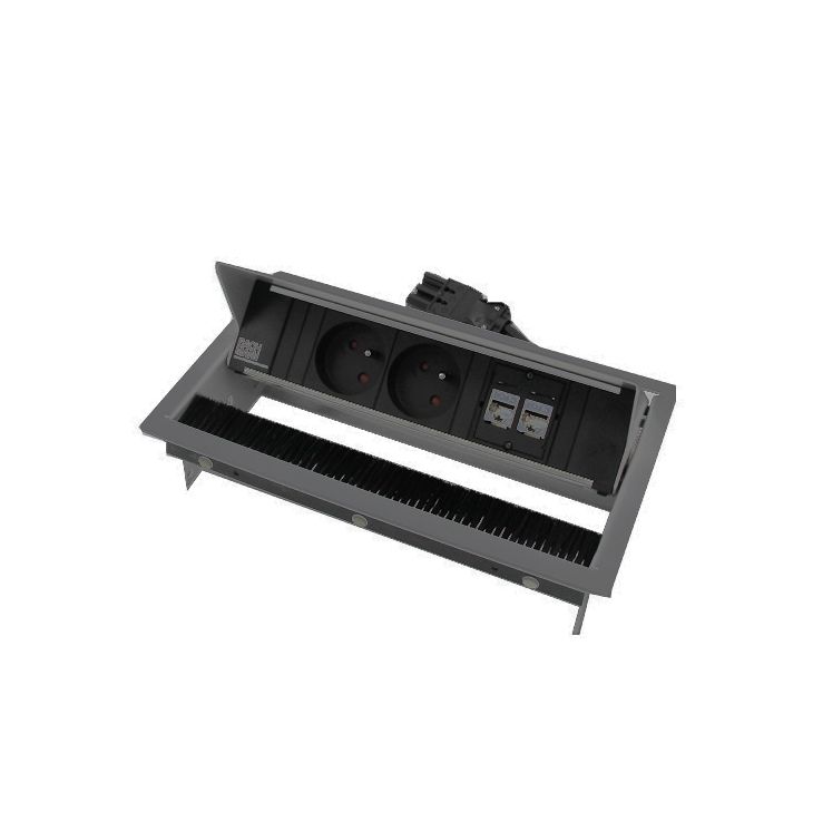Kantoor elektrificatie en kabelmanagement - Bachmann - CONI 3 mod. (2x UTE + 2x CAT6 A) zilvergrijs RAL9006 - VDECONI8