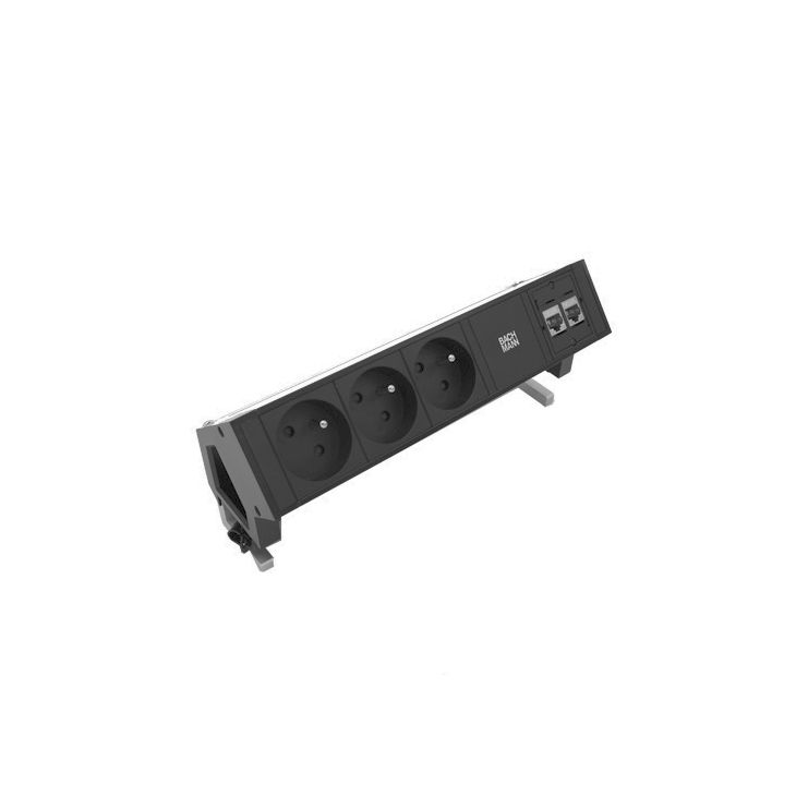 Kantoor elektrificatie en kabelmanagement - Bachmann - DESK 2, 4 modules (3xUTE + 2xCAT6 A) zwart RAL9005 - VDEDESK19