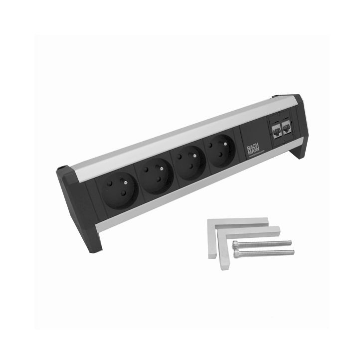 Kantoor elektrificatie en kabelmanagement - Bachmann - DESK1 5 modules (4x UTE + 2x CAT6 A) Alu - VDEDESK25
