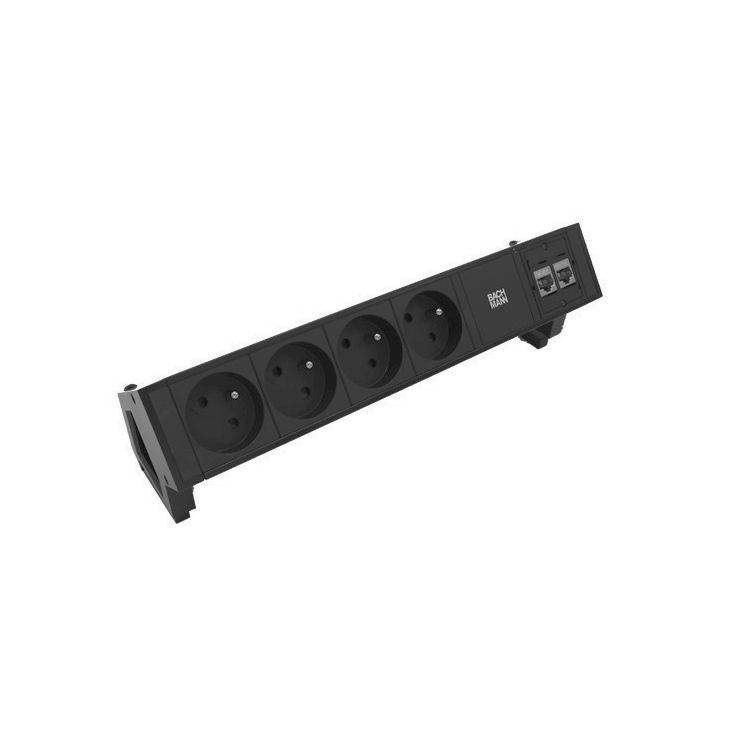 Kantoor elektrificatie en kabelmanagement - Bachmann - DESK2 5 modules (4xUTE + 2x CAT6 A) zwart RAL9005 - VDEDESK27