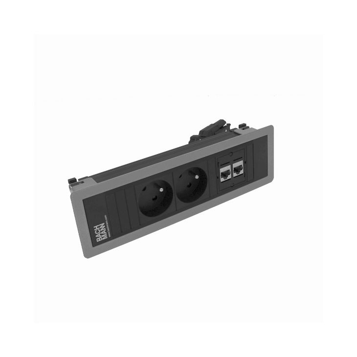 Électrification des bureaux et gestion des câbles - Bachmann - POWER FRAME 3 modules (2x UTE + 2x CAT6 A)gris argent RAL9006 - VDEPF19