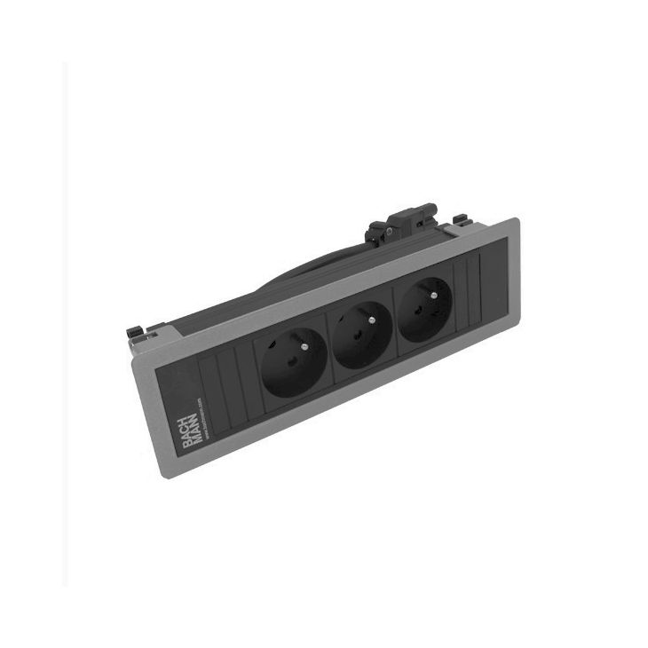 Kantoor elektrificatie en kabelmanagement - Bachmann - POWER FRAME 3 modules (3x UTE) zilvergrijs RAL9006 - VDEPF3