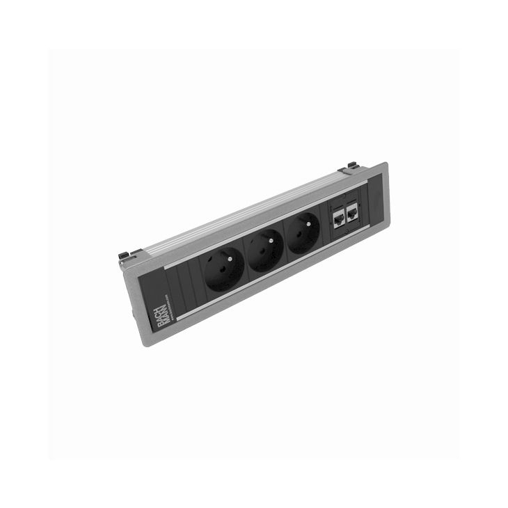 Kantoor elektrificatie en kabelmanagement - Bachmann - POWER FRAME 4 modules (3x UTE + 2x CAT6 A) zilvergrijs RAL9006 - VDEPF43