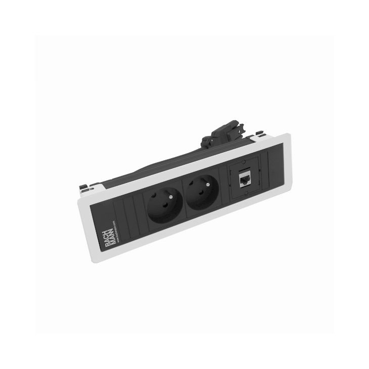 Kantoor elektrificatie en kabelmanagement - Bachmann - POWER FRAME 3 modules (2x UTE + 1xCAT6 A)wit RAL9010 - VDEPF9