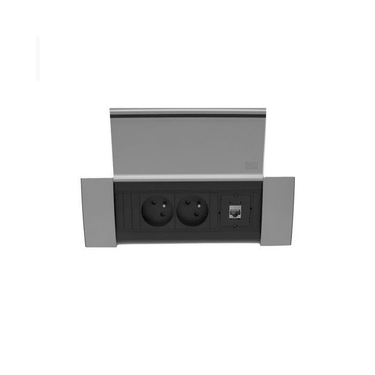 Électrification des bureaux et gestion des câbles - Bachmann - POWER FRAME COVER 3 modules (2x UTE + 1xCAT6 A) Inox laqu - VDEPFC16