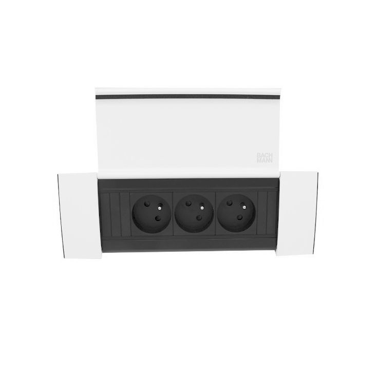 Kantoor elektrificatie en kabelmanagement - Bachmann - POWER FRAME COVER 3 modules (3x UTE) wit RAL9010 - VDEPFC5