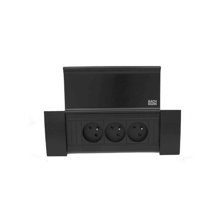 Électrification des bureaux et gestion des câbles - Bachmann - POWER FRAME COVER 3 modules (3x UTE) noir RAL9005 - VDEPFC6