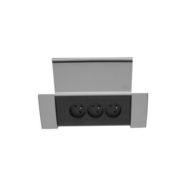 Électrification des bureaux et gestion des câbles - Bachmann - POWER FRAME COVER 3 modules (3x UTE) Inoxlaqu - VDEPFC8