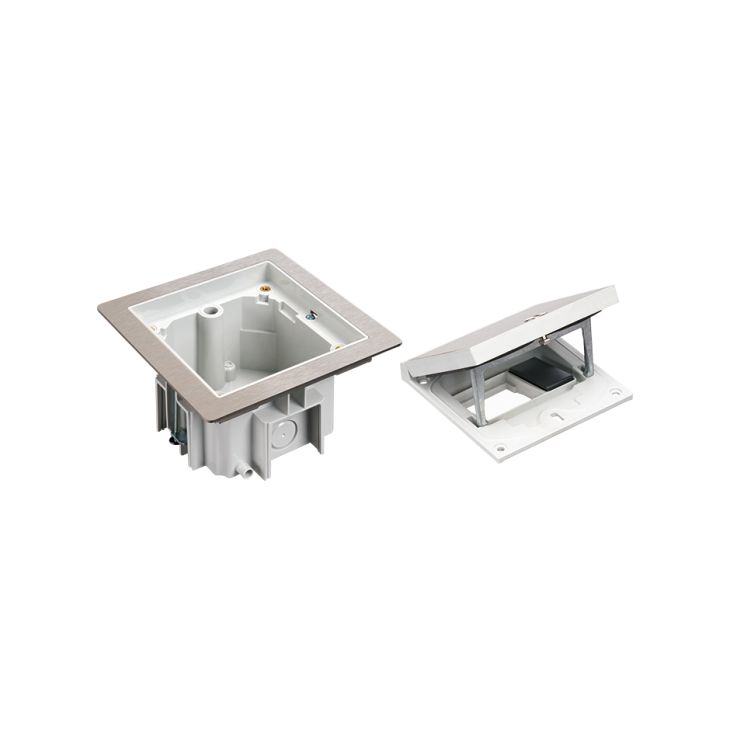 Kantoor elektrificatie en kabelmanagement - Simon - IP66 Kit vloerdoos inox (1x K45 + 1x K45 smal), incl. inbouwdoos technische vloer - VDESIMFB101TF