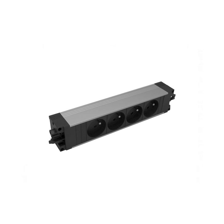 Kantoor elektrificatie en kabelmanagement - Bachmann - STEP ALU powerstrip 4 modules (4xUTE) GST18 - VDESTEPALU4
