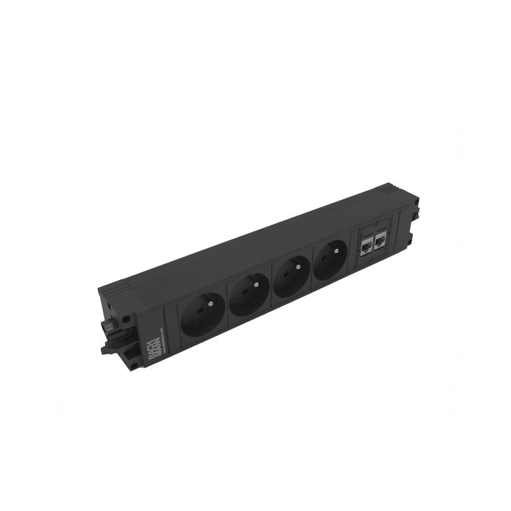 Kantoor elektrificatie en kabelmanagement - Bachmann - STEP BASE powerstrip 5 modules (4xUTE+ 2xCAT6 A) GST18 - VDESTEPBASE7