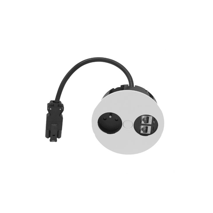 Électrification des bureaux et gestion des câbles - Bachmann - TWIST (1xUTE + 2x CAT6 A) blanc mat RAL9010 +0,2mtr cable - VDETWIST06