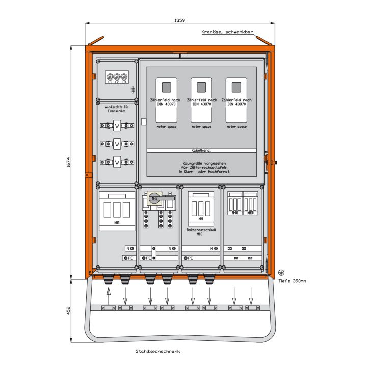 Werf- en werkplaatsmateriaal - Walther Werke - Aansluitkast 277 kVA/ 4 Stopcontacten - WA0050