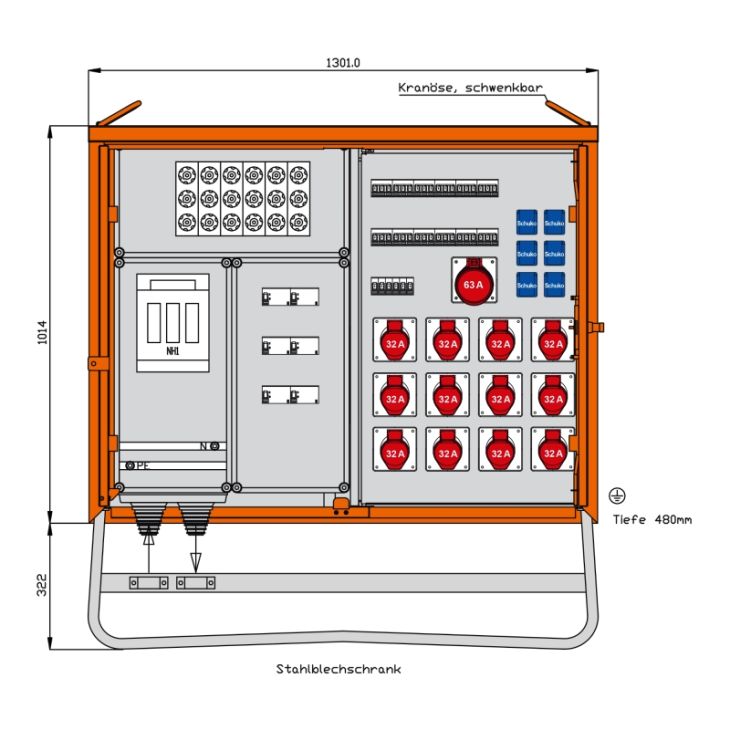 Werf- en werkplaatsmateriaal - Walther Werke - Distributiekast 173 kVA - WV0576C
