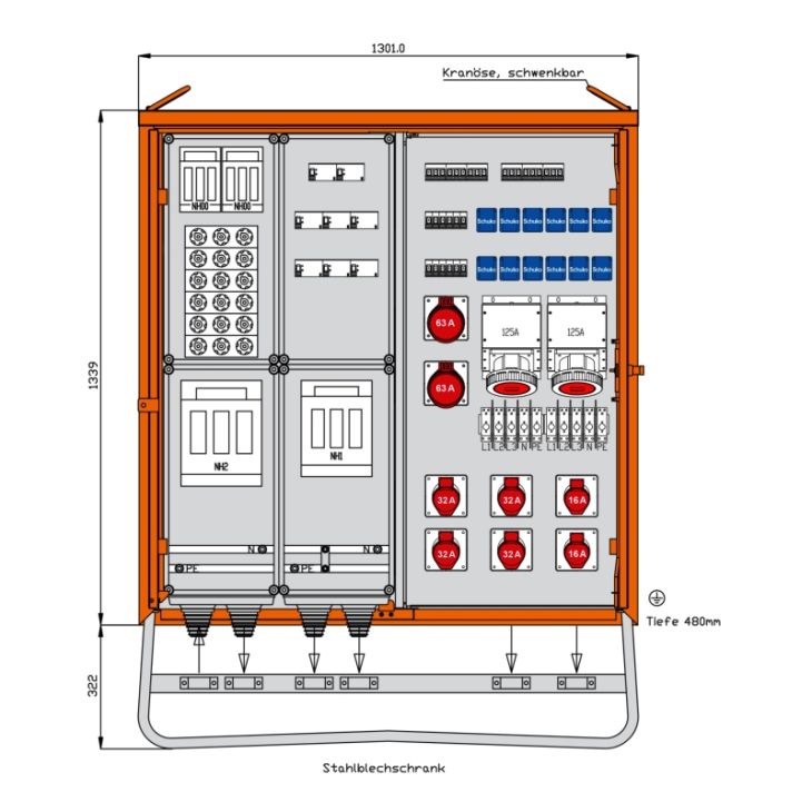 Werf- en werkplaatsmateriaal - Walther Werke - Distributiekast 277 kVA - WV0622