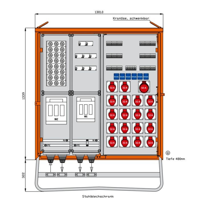 Werf- en werkplaatsmateriaal - Walther Werke - Distributiekast voor Container - WV0624C