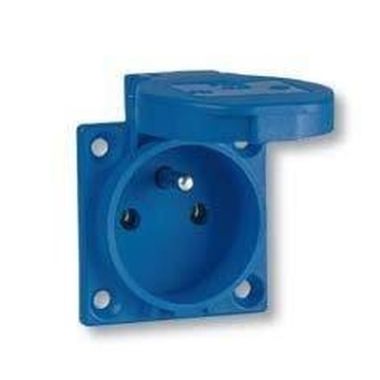Stekkers, schakelaars en stopcontacten - Famatel - Stopcontact Mono Blauw Belg.2P+A 16A 230V IP44 - 10003B