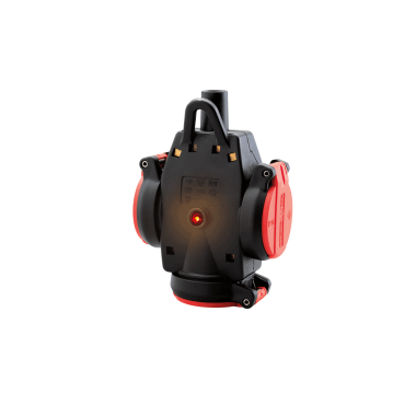 Werf- en werkplaatsmateriaal - ABL - SCHUKO 3-voudige hangkoppeling van massief rubber, rood, IP54, met spanningsindicator - 1173543