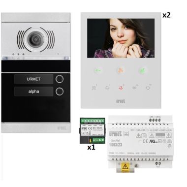 Communication de porte et contrôle d&#039;accès - Urmet - Kit vidéo 2 appartements préprogrammé - 1783102VOG