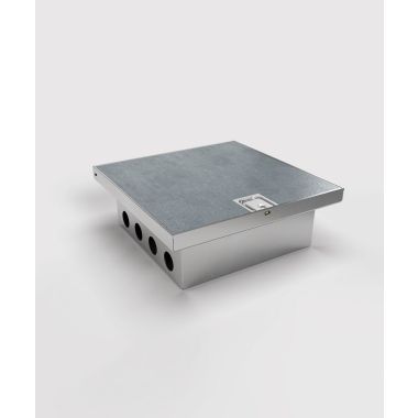 Électrification des bureaux et gestion des câbles - Bodensteckdosen - Boîte de sol 2008B - 4x UTE + 8x CAT6a, inox - couvercle à clapot alu IP65 - 2008B-2-0-FR