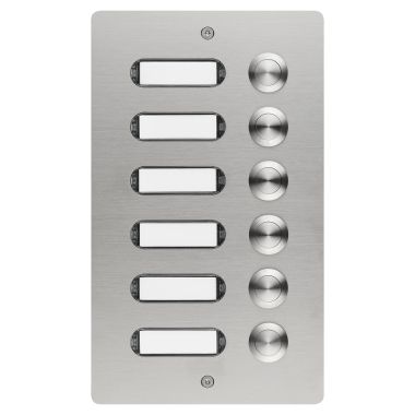 Communication de porte et contrôle d&#039;accès - Grothe - Panneau sonnette inox brossé V2A 6 boutons poussoirs encastrés 130x220x45mm - 55406