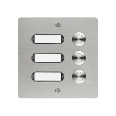Deurcommunicatie en toegangscontrole - Grothe - Bellenbord geborstelde inox V2A 3 drukknoppen opbouw 130x130x19mm - 55503