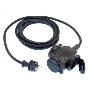 Fiches, interrupteurs et prises de courant - Schwabe - Triplette caoutchouc (SHUKO) avec câble 5m H07RN-F 3G2,5 - 60445