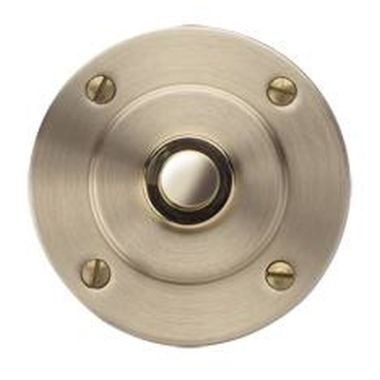 Communication de porte et contrôle d&#039;accès - Grothe - TORK 2060 Bouton-poussoir rond en saillie en laiton brossé, 12 V AC / DC max. - 64151
