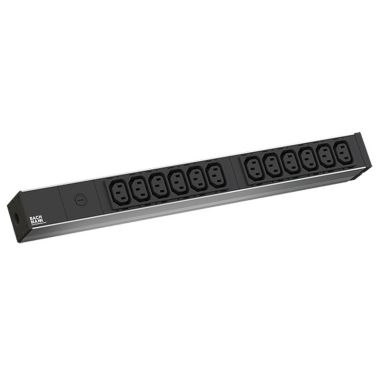 Kantoor elektrificatie en kabelmanagement - Bachmann - ALU 1U power socket 12x IEC320 C13 zwart met 10A zekkering - 800.2284