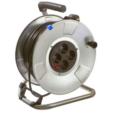 Werf- en werkplaatsmateriaal - Schwabe - Kabelhaspel in metaal 285mm, 50m H05VV-F3G1,5 - 810310