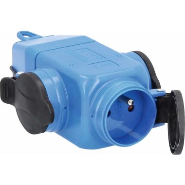 Fiches, interrupteurs et prises de courant - Schwabe - Triplette en caoutchouc Bleu/Noir 3x 2,5mm² IP44 - 860058