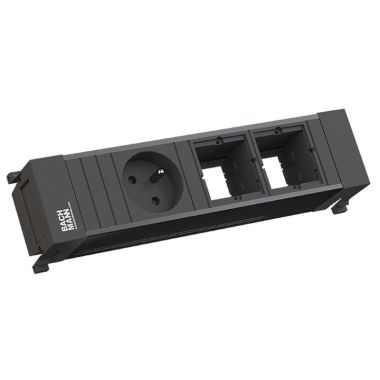 Électrification des bureaux et gestion des câbles - Bachmann - POWER FRAME powerstrip noir 3 modules (1x UTE + 2x MOD VIDE) + 0,2m GST18 - 916.063