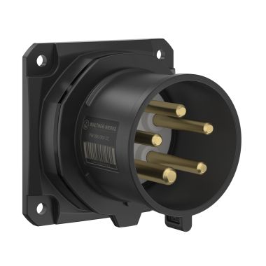 Fiches, interrupteurs et prises de courant - Walther Werke - NEO Socle connecteur mural Droit 32A 5P 5h IP54 500V avec pince à ressort - FW631505CC