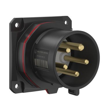 Fiches, interrupteurs et prises de courant - Walther Werke - NEO Socle connecteur mural Droit 32A 5P 11h IP54 400-440V avec connexion à vis, déphasage - FW631511PH
