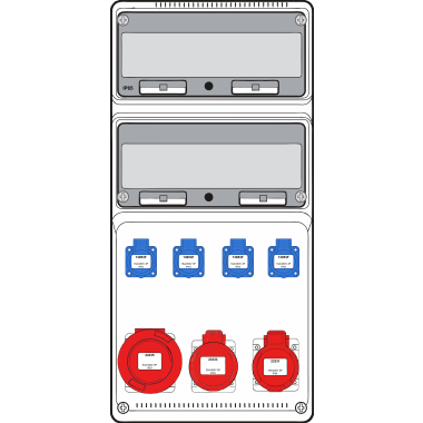 Installatiemateriaal - Famatel - Wandcombi XLarge -1x 16A 5P 400V + 1x 32A 5P 400V + 1x 63A 5P 400V + 4x mono 230V - diff + aut (6) - 6kA - FWC-XL-11-6kA