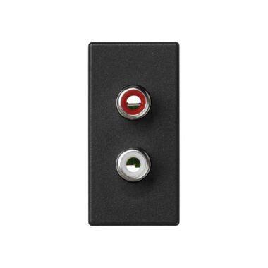 Fiches, interrupteurs et prises de courant - Simon - K45 Plaque 1/2 mécanisme avec 2 connecteurs RCA audio rouge - K101B/14