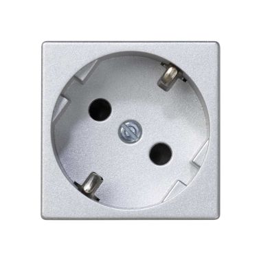 Stekkers, schakelaars en stopcontacten - Simon - K45 Stopcontact 2P+aarding Schuko snelleaansluiting - Alumi - K11/8