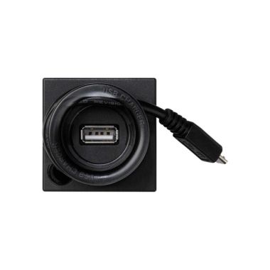 Stekkers, schakelaars en stopcontacten - Simon - K45 plaat met voeding USB 5V DC en kabelmini USB - Grafietg - K126A/14