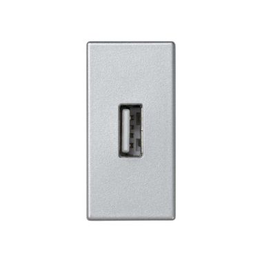 Stekkers, schakelaars en stopcontacten - Simon - K45 plaat 1/2 mech met 1 connector USB type A vrouw schroe - K128B/8