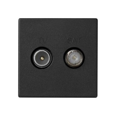 Fiches, interrupteurs et prises de courant - Simon - K45 Plaque avec prise TV unique, connecteurs IEC mâle avec SAT - K130A/14
