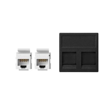 Fiches, interrupteurs et prises de courant - Simon - K45 Plaque VDM plate avec volet 2 x RJ 45Cat. 6 UTP - Gris g - KB96U/14