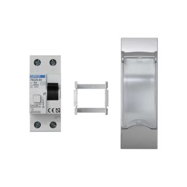 Fiches, interrupteurs et prises de courant - Simon - K45 Plaque 3 mécanismes avec différentiel de 25A - Aluminium - KF04C/8