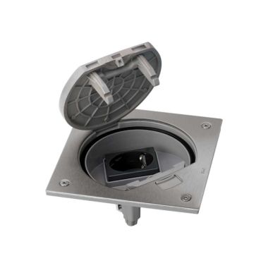 Électrification des bureaux et gestion des câbles - Simon - K45 Porte-mécanismes fermeture manuelle avec1 prise de courant inox - KSE2/23/72