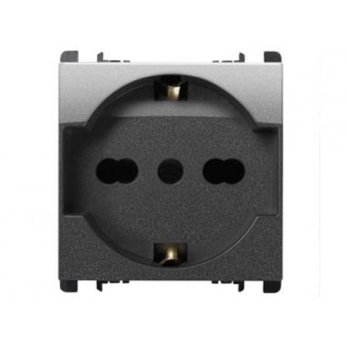 Standard - Prise universel UE , 2P+T 16A 250V, 2 mod, anthracite - SU10310/2