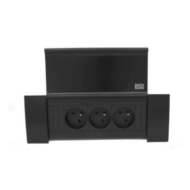 Kantoor elektrificatie en kabelmanagement - Bachmann - POWER FRAME COVER 3 modules (3x UTE) zwart RAL9005 - VDEPFC6